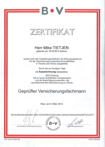 Mike Tietjen - Certified Insurance Professional of Germany